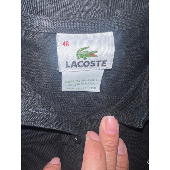 Lacoste Polo Shirt Classic Fit Button Up Short Sleeve Top Black sz 46 - Picture 4 of 6